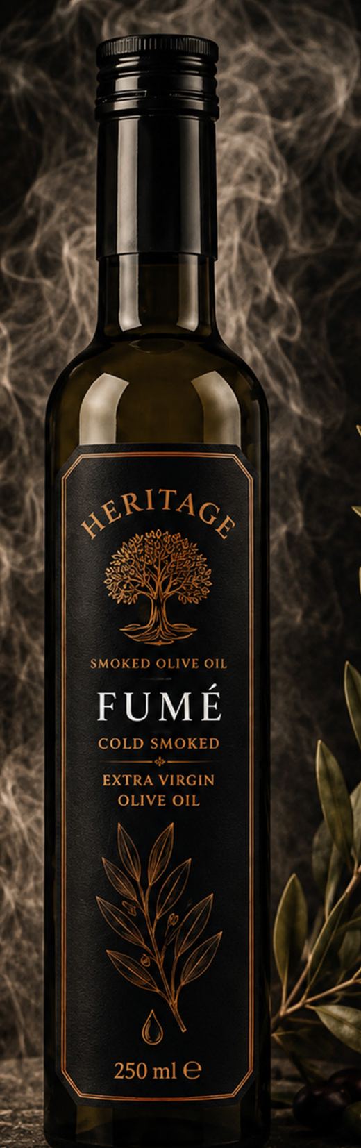 Heritage FUMÉ zeytin yaprağıyla tütsülenmiş sızma zeytinyağı