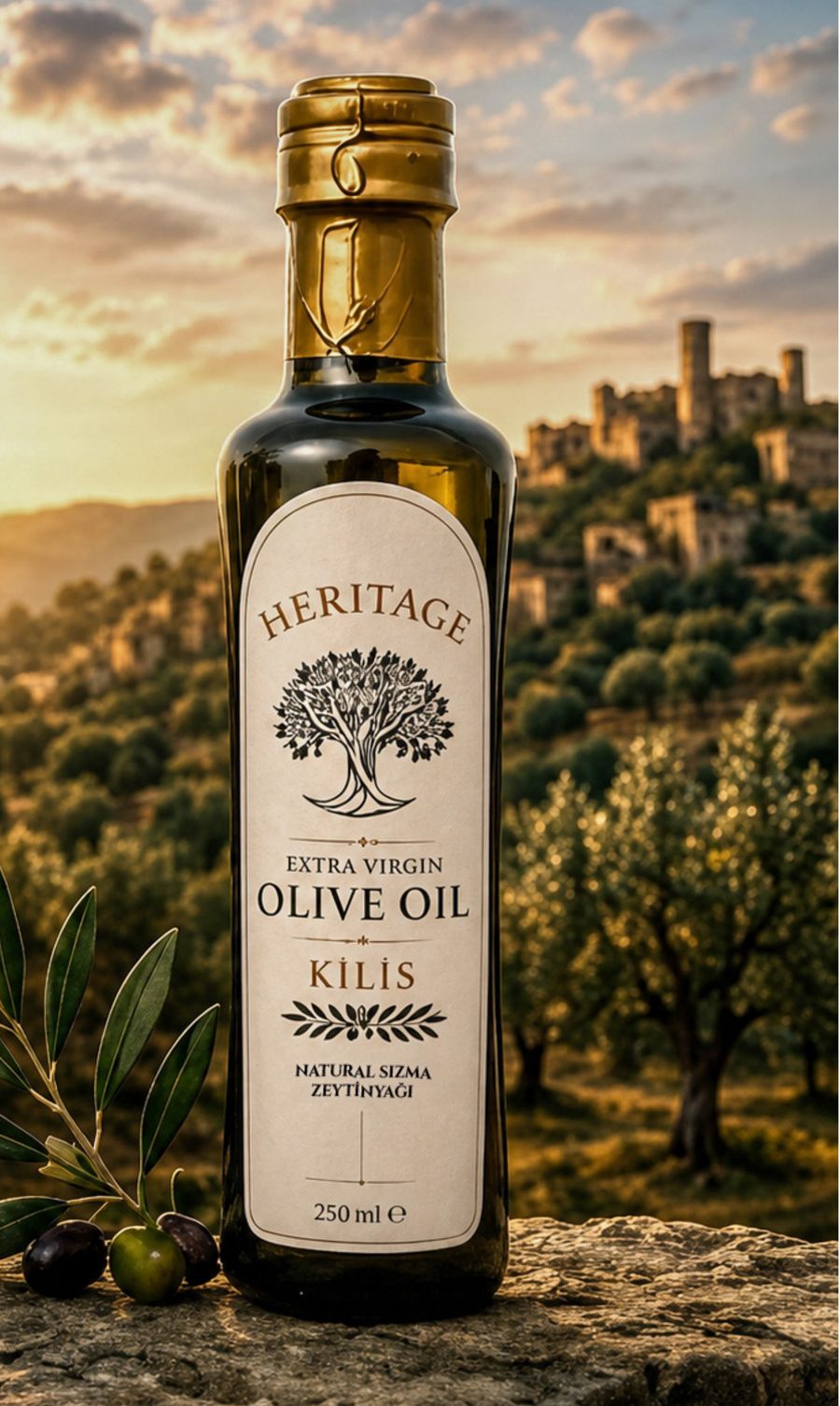 Heritage Kilis natürel sızma zeytinyağı 250 ml cam şişe